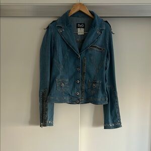 D&G Women's  Blue Jean  Bondage O Ring Crop Jacket Size 28/40 from 2000’s